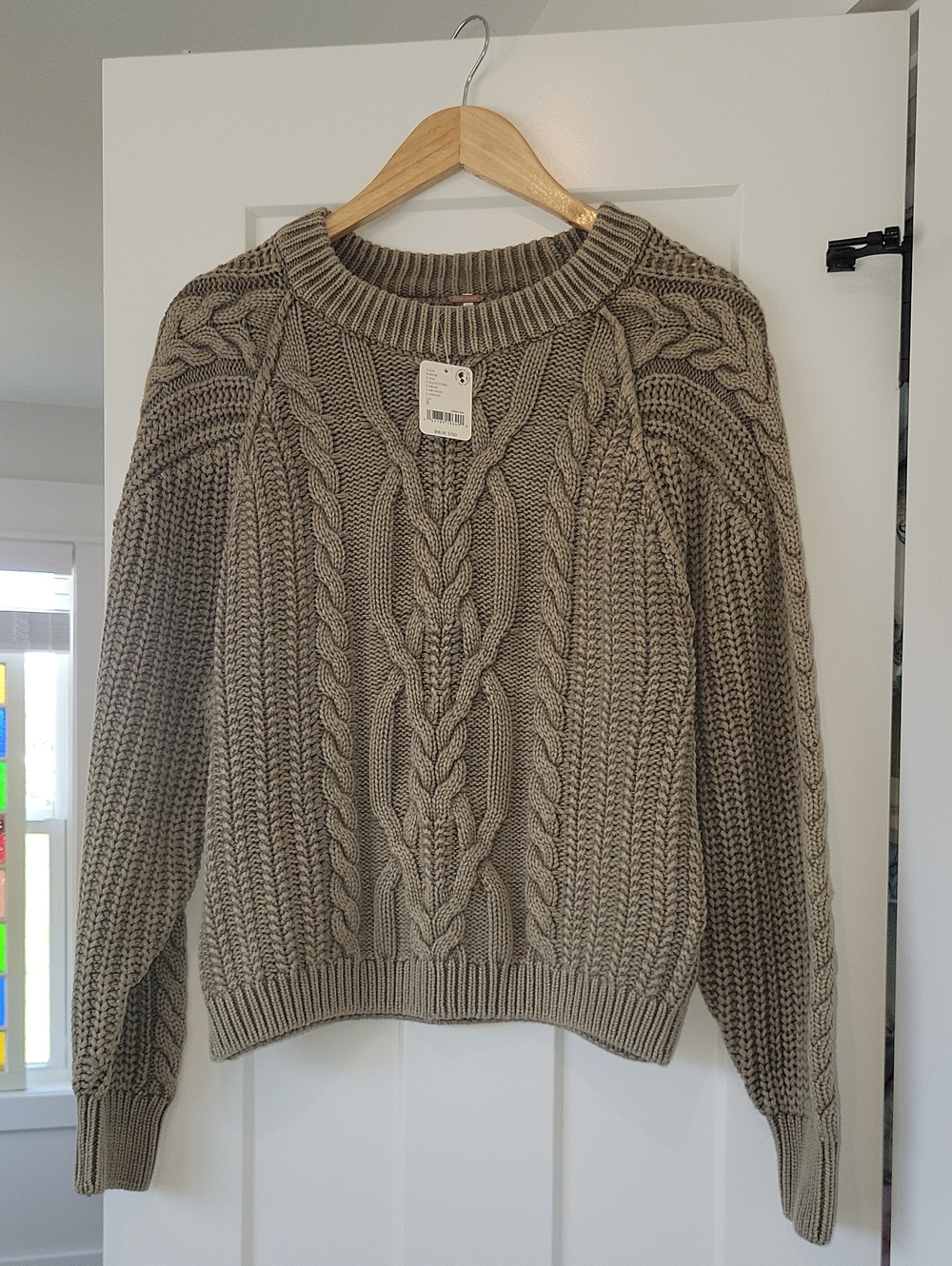 Free People Frankie Cable Knit Sweater - Olive